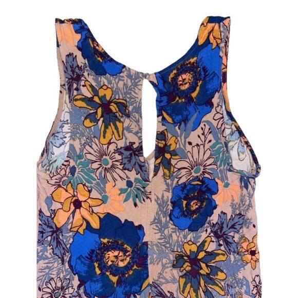 Free People Sleeveless Mini Floral Tunic Dress In Taupe - Picture 5 of 6